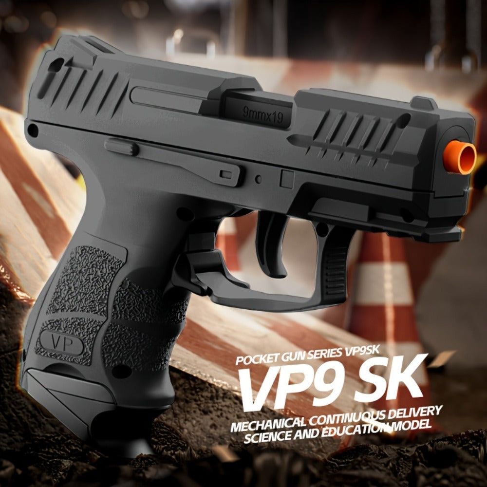 VP9 Bullet Toy Gun Pistol with Shell Ejecting System, Upgraded Semi-Auto Foam Blaster for Boys, Outdoor Shooting Game