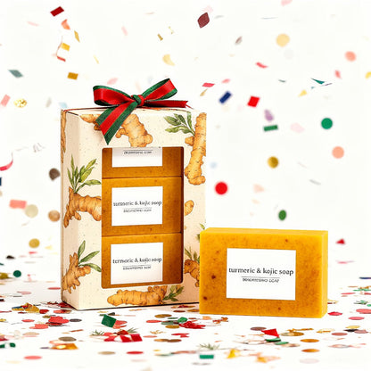 Turmeric Kojic Acid Brightening Soap Handmade Lemon Cold Process Deep Cleansing Hydrating Bar for Face & Body All Skin Types