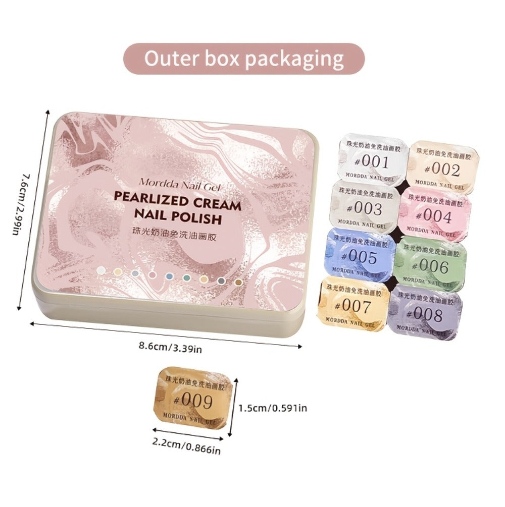 Pearlescent Nail Gel 9-Grid Shell Shimmer Mother of Pearl Cream Oil Painting Gel Polish Set – Multicolor Glitter Iridescent Spiral Design