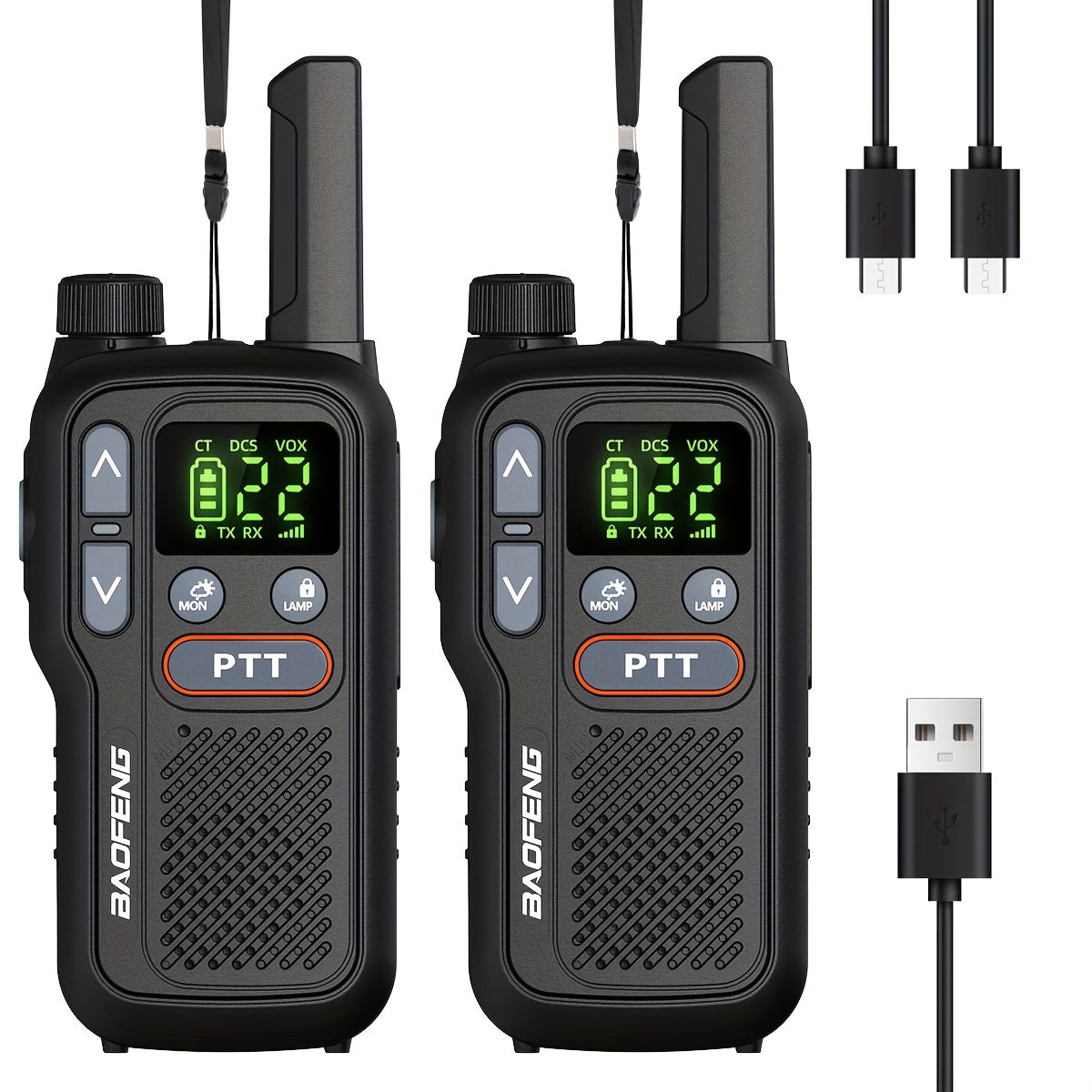 FRS Two Way Radio Rechargeable, BAOFENG BF-T18 Walkie Talkies Long Range with NOAA Weather Alert, VOX Hands-Free, 1500mAh USB-C Battery