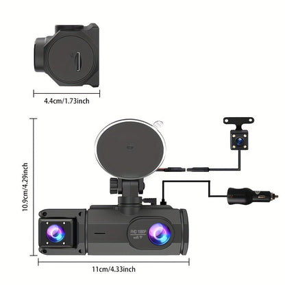 1080P-Labeled Dash Camera with Two- or Three-Lens Options, Screen and Optional WiFi or 32GB Card