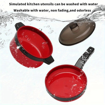 Kids Pretend Play Kitchen Set 51 Pcs, Cookware Tableware & Play Food Toddler Kitchen Toy for Boys & Girls Ages 3+