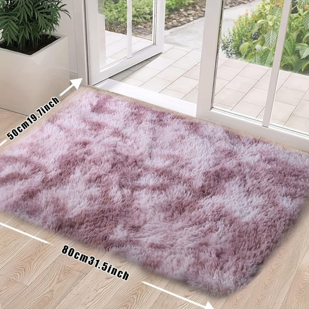 Area Rug Tie-Dye Polyester Plush Mat in Four Colors and Two Machine-Washable Sizes for Indoor Rooms