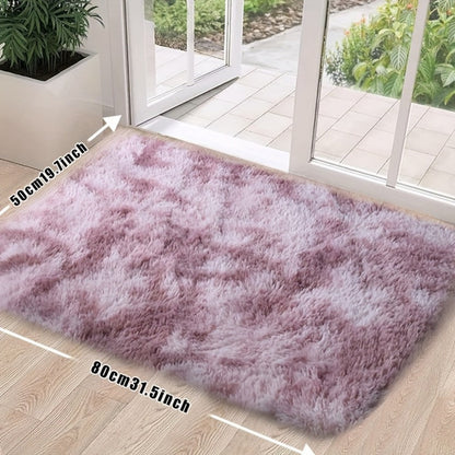 Area Rug Tie-Dye Polyester Plush Mat in Four Colors and Two Machine-Washable Sizes for Indoor Rooms