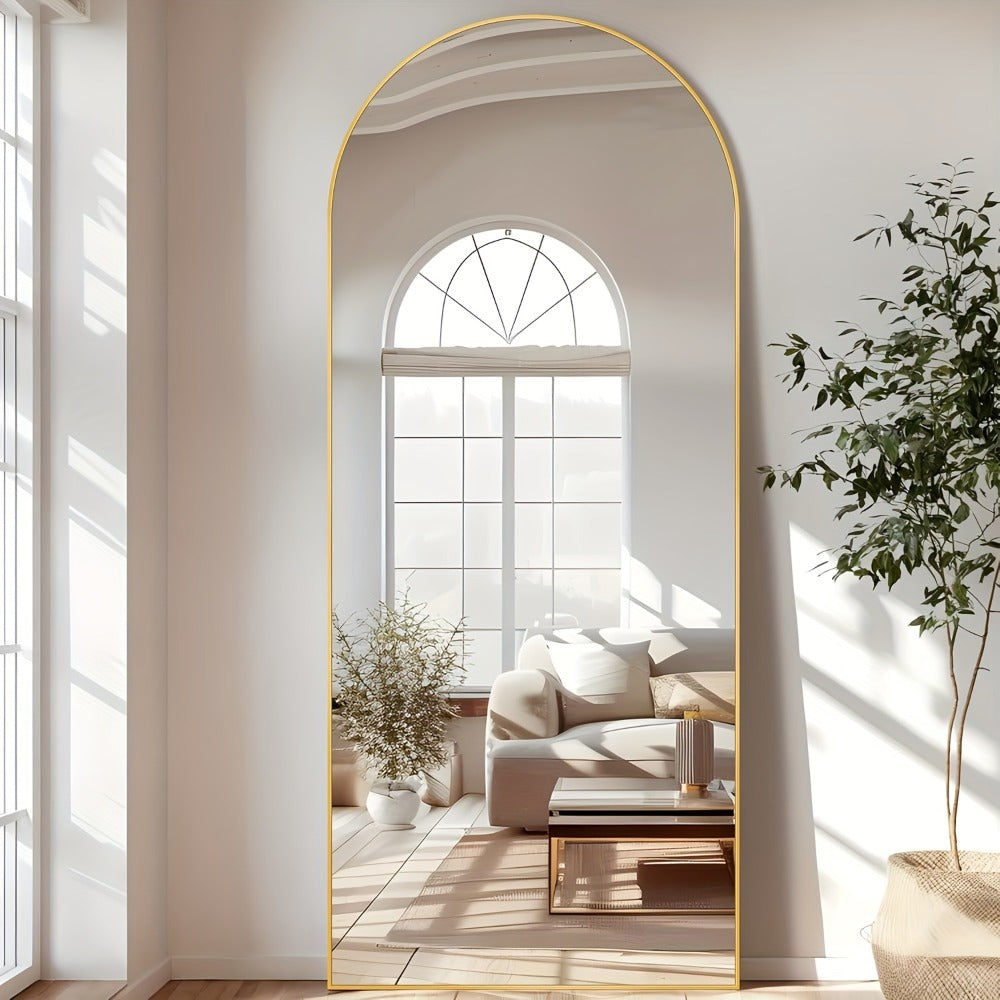 Full Length Mirror Floor Mirror Freestanding 58x18 Inch Arched Full Body Mirror Wall Mounted for Entryways, Bedrooms and Living Spaces