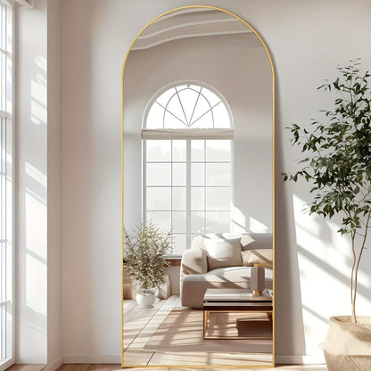 Full Length Mirror Floor Mirror Freestanding 58x18 Inch Arched Full Body Mirror Wall Mounted for Entryways, Bedrooms and Living Spaces