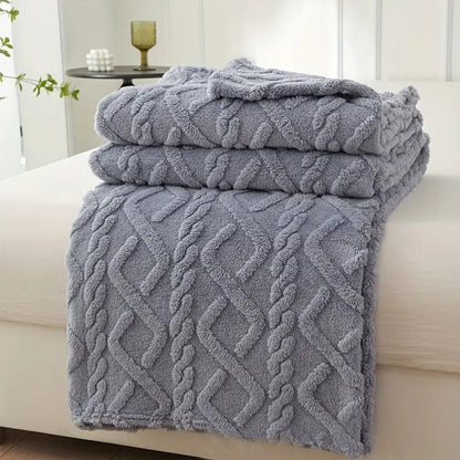 3D Plush Dense Weave Fleece Blanket, Ultra- Throw for Bed, Couch, Travel & Outdoor, Air-Conditioning Friendly