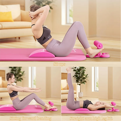 Portable Sit Up Bar with Resistance Bands – 3-Section Adjustable Ab Exercise Bar, Dual Suction Cup Floor Mount