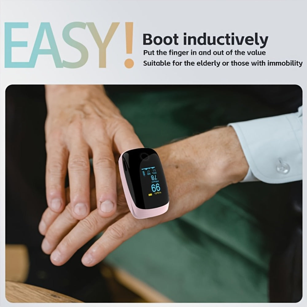 Pulse Oximeter Fingertip – FDA Cleared Rechargeable Blood Oxygen Monitor with SpO2, Pulse Rate, PI & RR, OLED Display