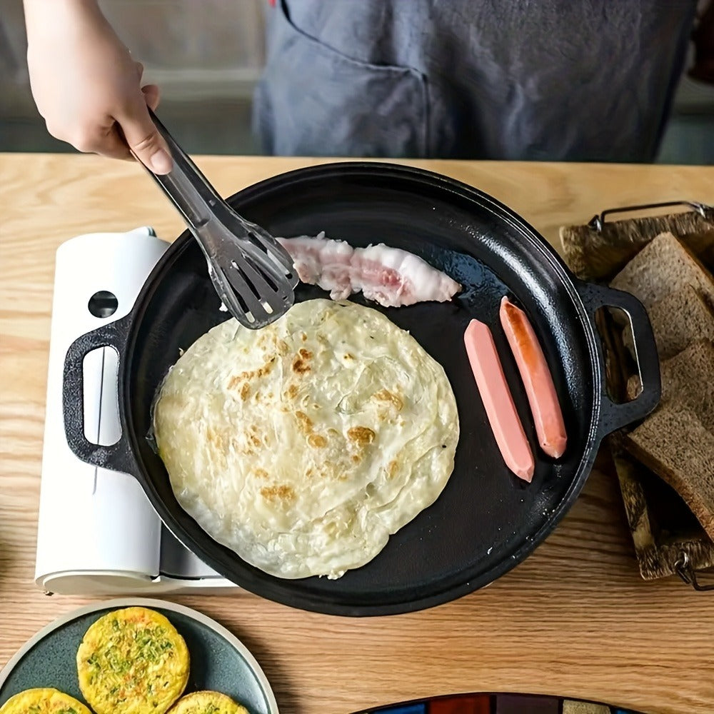 Cast Iron Frying Pan Non-Stick 11 Inch 28cm, Anti-Deformation Even Heating, Oven & Induction Safe Skillet for Pizza Barbecue & Camping