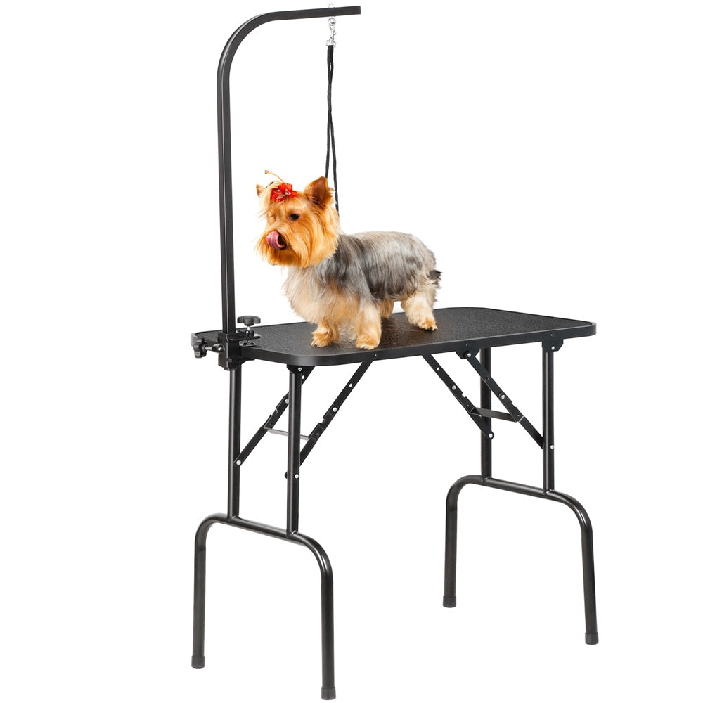 Pet Grooming Table Foldable with Height Adjustable Arm – Non-Slip Waterproof Surface, Folding Legs, Sturdy Metal Frame