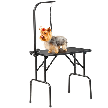 Pet Grooming Table Foldable with Height Adjustable Arm – Non-Slip Waterproof Surface, Folding Legs, Sturdy Metal Frame