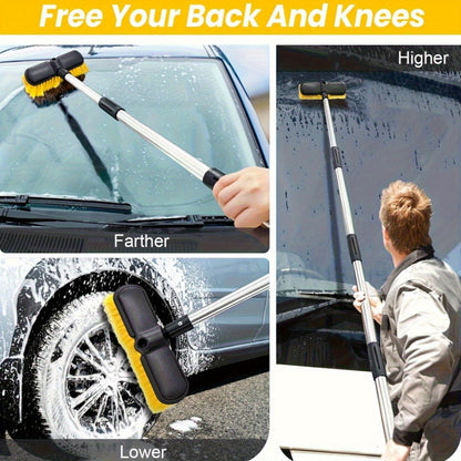 Car Wash Brush Kit with 69" Long Handle – 8-Piece Set with Tire Brush, Squeegee, Chenille Mitt, Detailing Brush & Microfiber Towel for Car