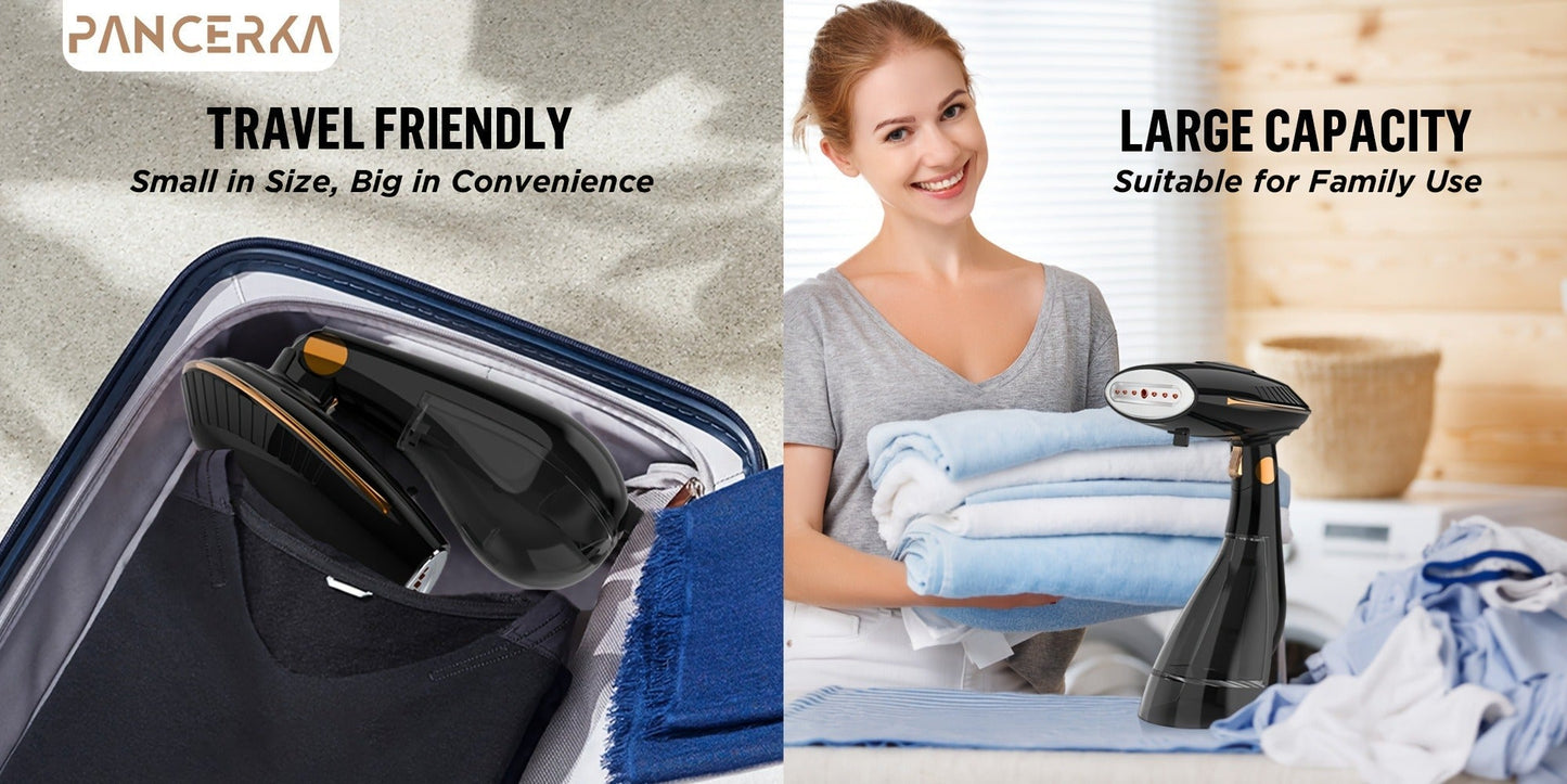1500W Handheld Garment Steamer with Wide Steam Head, Detachable Tank Area and Two Preserved Model Labels