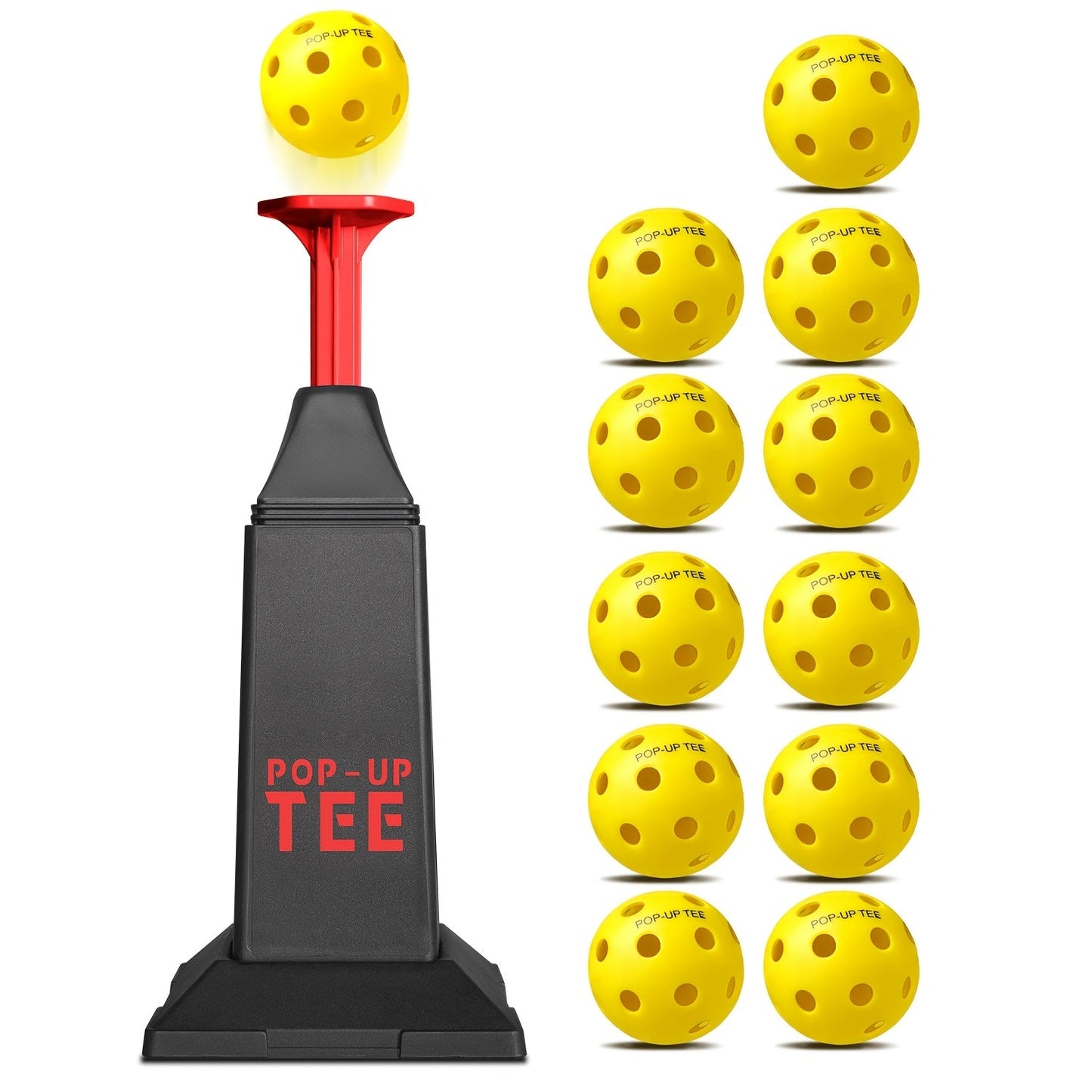 Baseball Softball Hitting Tee with Popper & 12 Mini Balls | Launches Up to 40 Inches High | No Battery Required | Kids Youth Batting