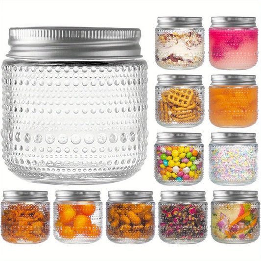Mason Jars 8oz with Lids 12 Pack, Clear Glass Canning Jars with Silver Metal Lids, Food-Grade for Storing