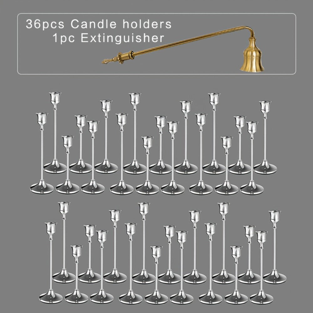 Copper Plated Candlestick Holders Bulk Set for Entryways, Bedrooms and Living Spaces, with the Listed Configuration
