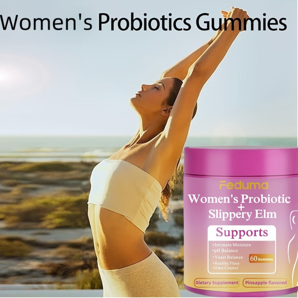 Women's Probiotic Gummies for Vaginal Health & Intimate Balance, 60 Count Pineapple Flavor, Supports Healthy Flora