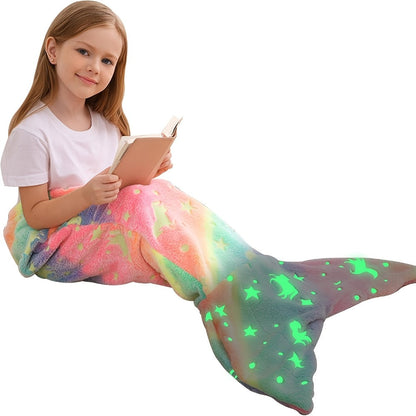 Mermaid Tail Sleeping Bag Blanket for Kids & Adults - Flannel 200GSM Anti-Kick Cozy Bed Cover