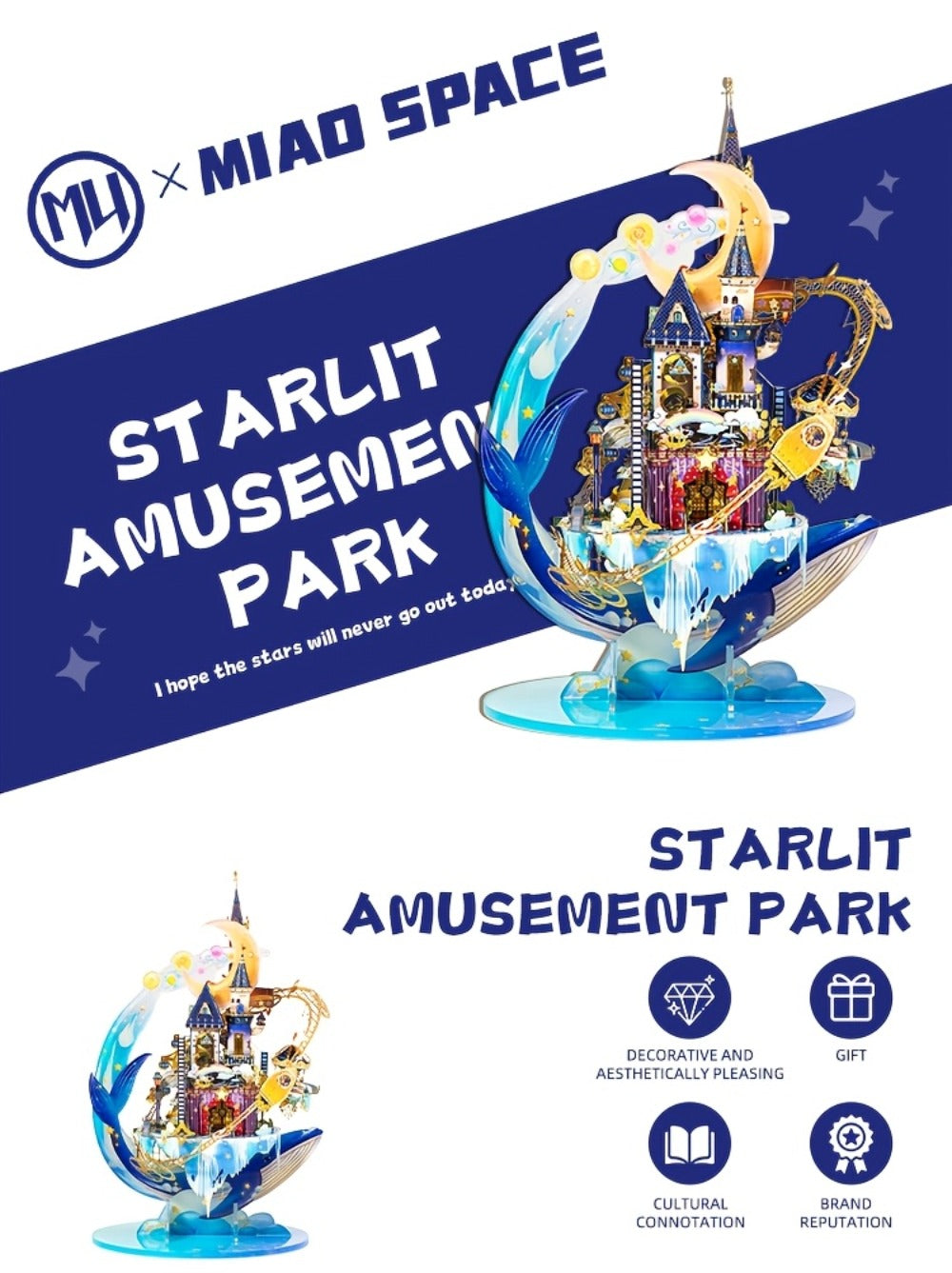 3D Metal Model Kit MU Star Playground, Handcrafted Garden Scene DIY Puzzle for Teens & Adults Ages 14+