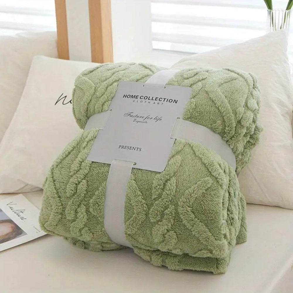 3D Plush Dense Weave Fleece Blanket, Ultra- Throw for Bed, Couch, Travel & Outdoor, Air-Conditioning Friendly