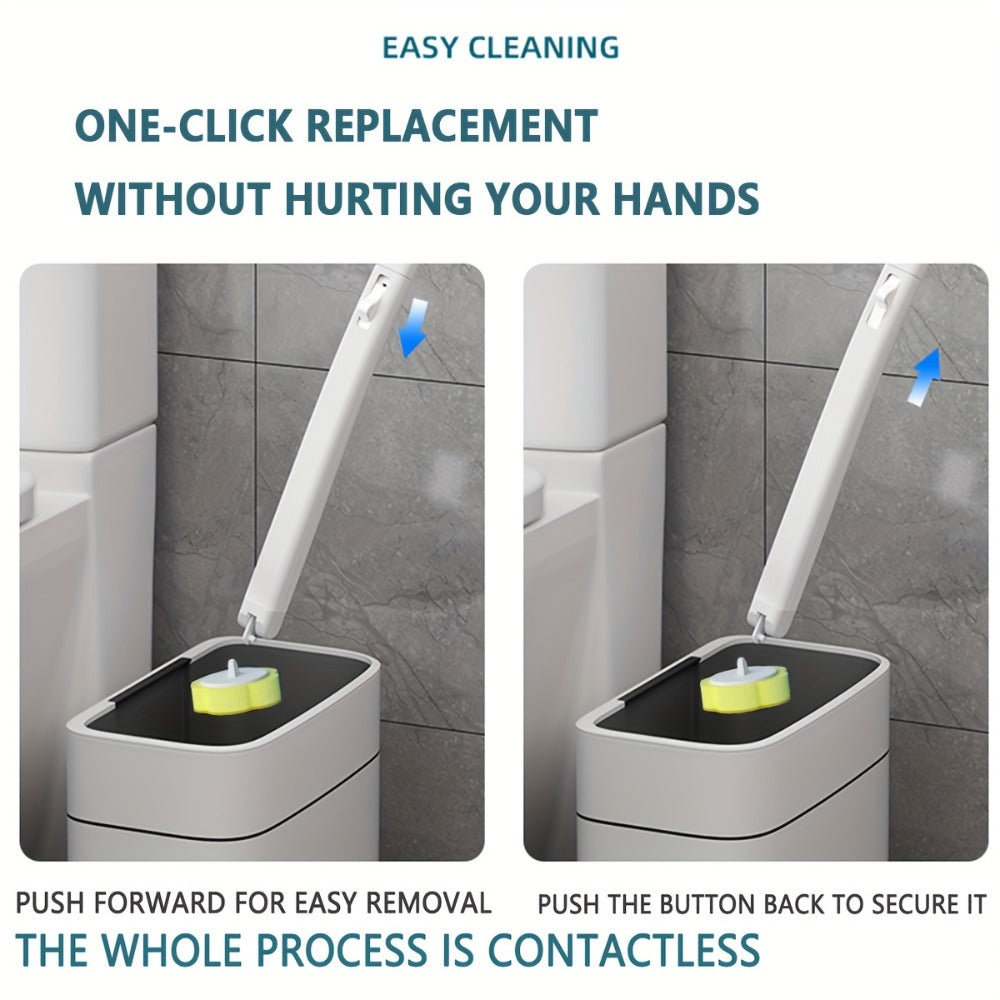 Disposable Toilet Brush Set with Replaceable Heads – 7-Piece Bathroom Cleaning Kit, Portable & Durable