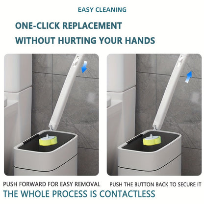 Disposable Toilet Brush Set with Replaceable Heads – 7-Piece Bathroom Cleaning Kit, Portable & Durable