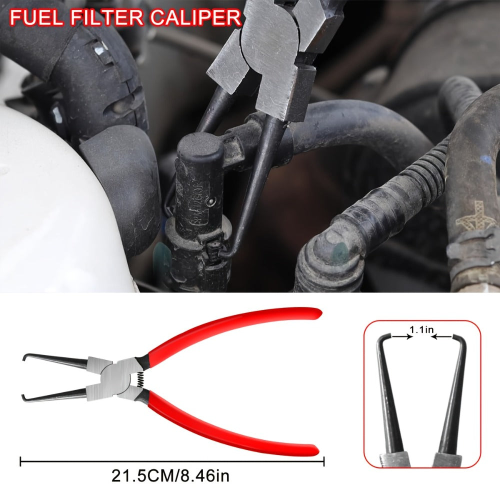 Fuel Line Pliers Set 8pcs Heavy Duty – Auto Fuel System Repair Kit with 80° Disconnect Pliers, Hose Clamp Pliers, Caliper & Filter Tool