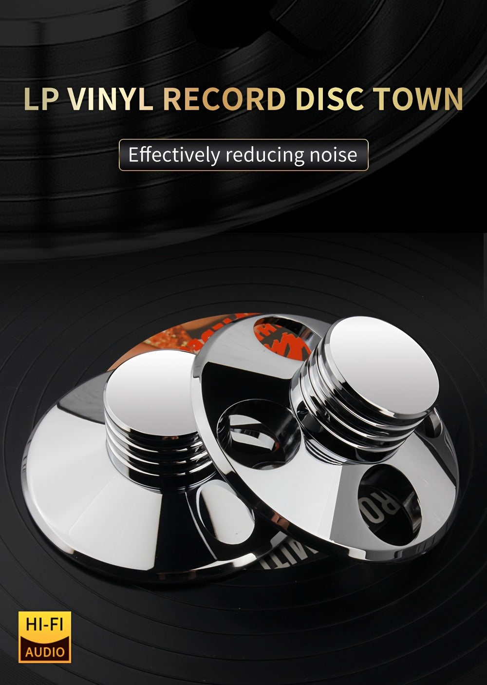 Vinyl Record Weight Stabilizer LP Clamp for Turntables | Metal Disc Stabilizer, Reduces Vibration & Noise, Polished Stainless Steel