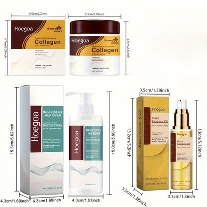 Three-Piece HOGOGO Collagen Hair Care Set with Jar, Pump Container and Included Massage Brush