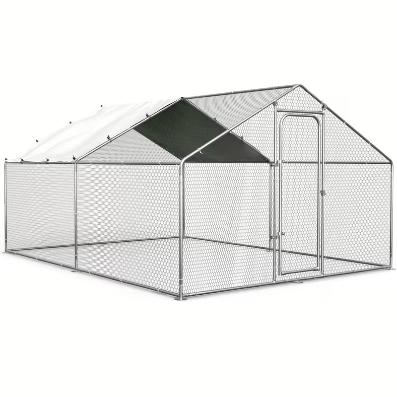 Metal Chicken Run Outdoor Poultry Cage Large Walk-in Enclosure for Chickens Ducks Rabbits for Garden, Patio and Yard Use