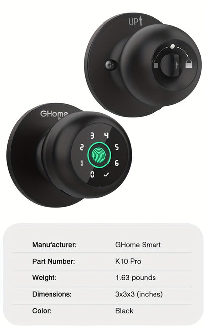Smart Door Lock GHome K10 K10 PRO K20 and KD03 PRO Knob Models with Three or Four Access Methods