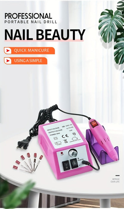 Electric Nail Drill 20000 RPM Console Kit with 6 Bits, 50 Sanding Bands and Standard or 8-in-1 Options