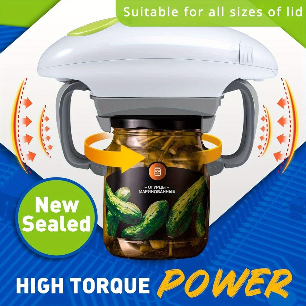Electric Jar Opener for Elderly & Weak Hands – One-Touch Auto-Off, High Torque Battery-Powered Jar Lid Opener with Ergonomic Design