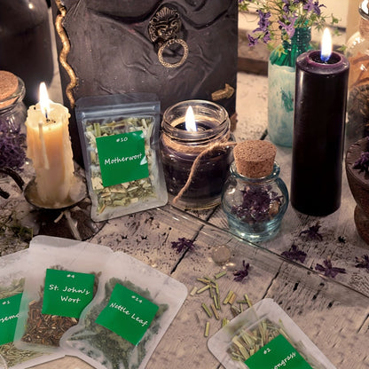 Dried Herbs Kit 30 Packs for Wicca Witchcraft Rituals Altar Supplies Magic Spells with Metal for Entryways, Bedrooms and Living Spaces