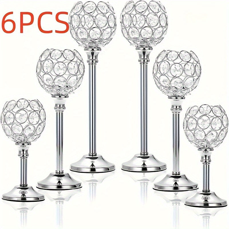 Crystal Candelabra Centerpiece, Gold & Silver Taper Candle Holders for Wedding, Anniversary, Candlelit Dinner