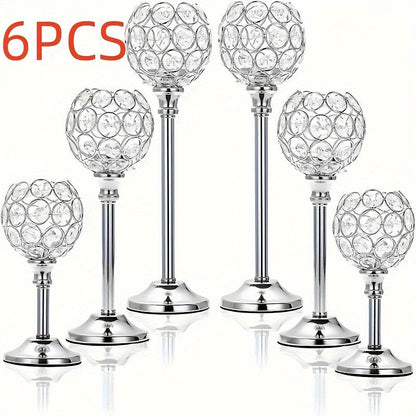 Crystal Candelabra Centerpiece, Gold & Silver Taper Candle Holders for Wedding, Anniversary, Candlelit Dinner
