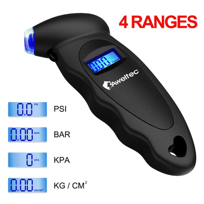 Digital Tire Pressure Gauge 2-Pack 150 PSI – Backlit LCD, 4 Modes PSI/Bar/KPA/Kgf, Non-Slip Grip for Car, Truck, Motorcycle & Bicycle