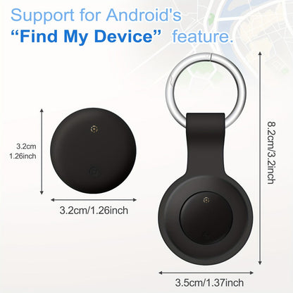 Two-Pack Round Android Find My Device Trackers with Black Key Ring Holders and Replaceable Batteries