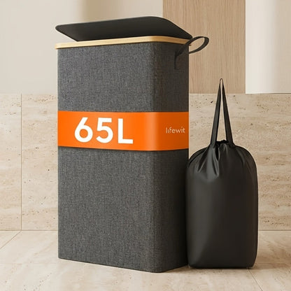 Slim Lidded Laundry Hamper with Removable Bag in Six Colors and 50L, 65L or 75L Options Pictured