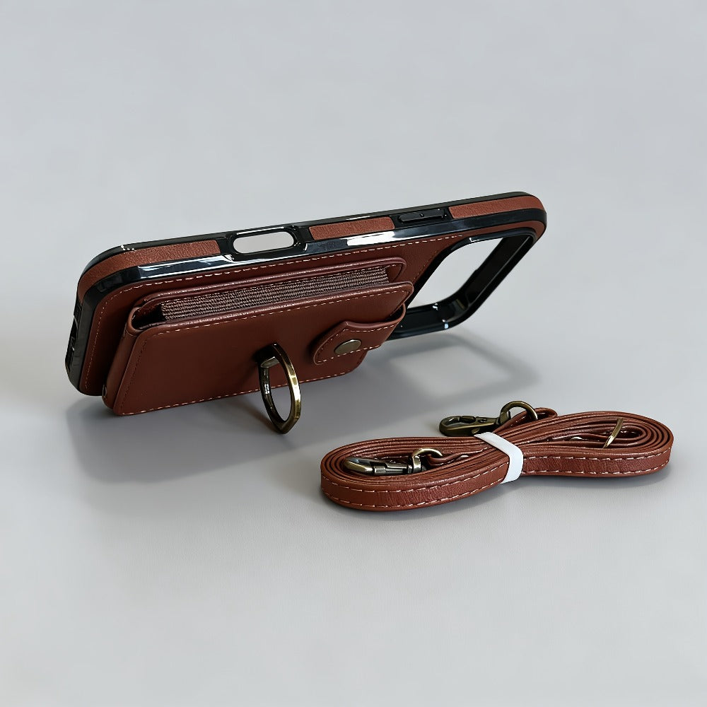 Phone Case Wallet with 2-3 Card Holder and Fold-Out Kickstand for Selected iPhone 12-16 Model Options