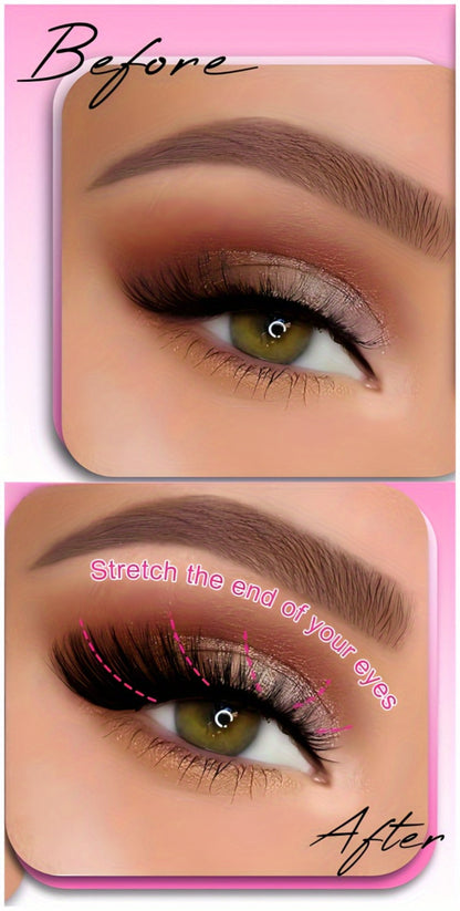Wispy Cat-Eye False Eyelashes, 30-Piece Pack with Clear Bands in Stacked Pink Storage Trays