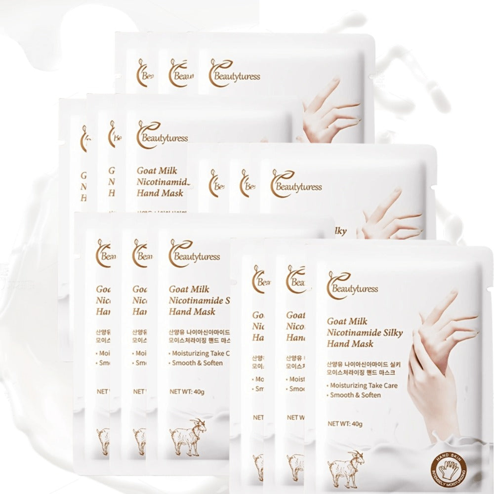 Moisturizing Hand Mask Gloves 20 Pairs with Niacinamide, Goat Milk & Glycerin | Brightening Deep Hydration Spa Treatment for Dry Rough