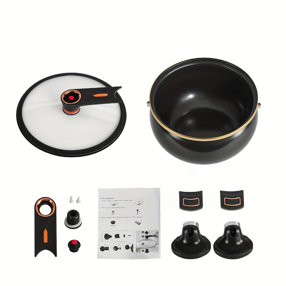 Nonstick Soup Pot Large Capacity 1.85 Gallon Twist Lock Handle Cooking Pot for Gas Stove Induction Cooker Open Flame Multifunctional Stew