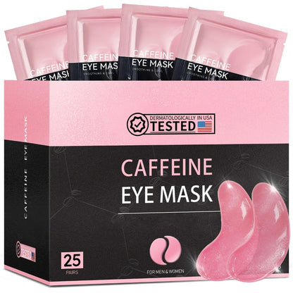 Caffeine Eye Mask 25 Pairs Under Eye Patches with Collagen Hyaluronic Acid Glycerin – Reduces Dark Circles Puffiness Firms & Hydrates Korean