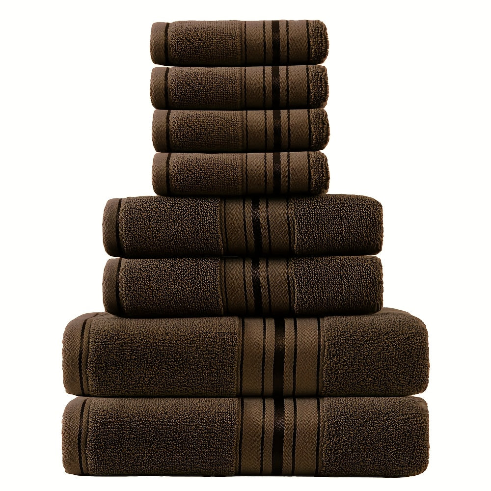 Striped Bath Towels, Towel Set 8 Piece 550GSM Pure Cotton Vintage Striped Bath, Hand Towels and Washcloths for Home and Guest Use