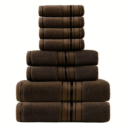 Striped Bath Towels, Towel Set 8 Piece 550GSM Pure Cotton Vintage Striped Bath, Hand Towels and Washcloths for Home and Guest Use