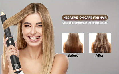 5-in-1 Hot Air Brush Negative Ion Hair Styler Blow Dryer Curler Straightener Volumizer, for Home, Travel and Salon Hair Styling