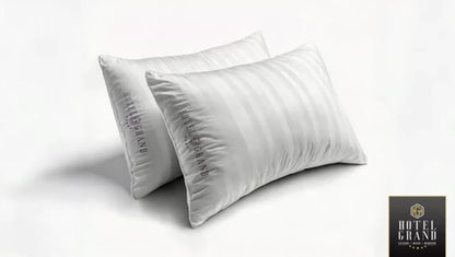 Hotel Collection Feather Down Bed Pillows Set of 2, 500 Thread Count 100% Cotton for Entryways, Bedrooms and Living Spaces