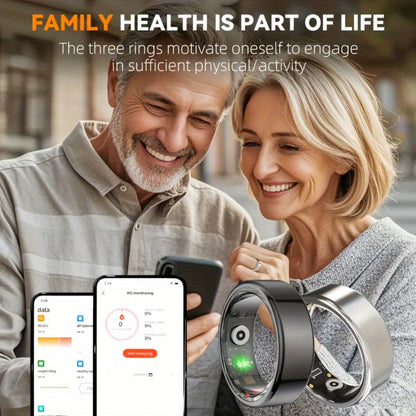 R18 Smart Ring Activity Tracker with 20+ Workout Modes – Sleep & Stress Monitor, Heart Rate, iPhone & Android Compatible, USB Charging